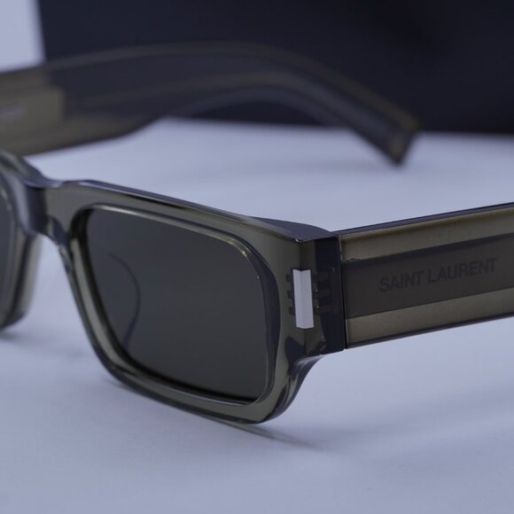 Saint Laurent SL660/F 003 Rectangle Sunglasses - Brown/Grey - Picture 4 of 13